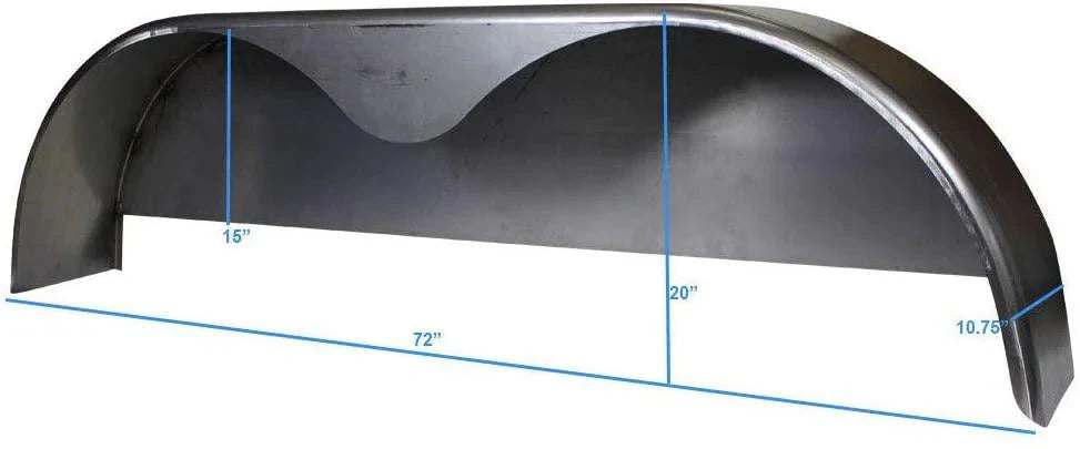 72×10-3/4 Tandem Axle Steel Trailer Fender w/Back Plate Welded In