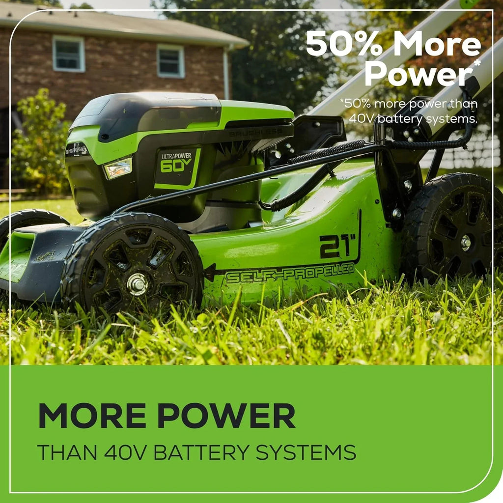 60V 21?? Cordless (Self-Propelled) Lawn Mower , 2 x 4.0Ah Batteries and Dual Port Rapid Charger