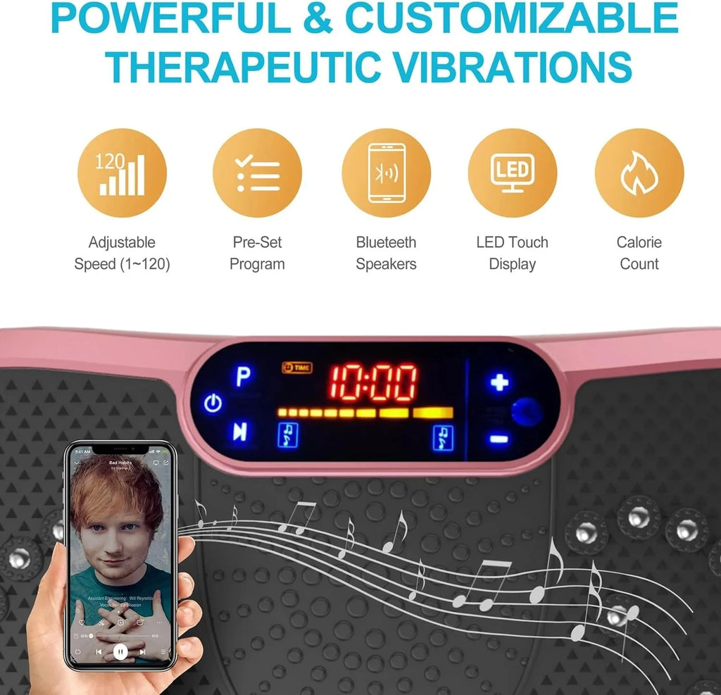 Vibration Plate Fitness Platform Exercise Machine Vibrating Lymphatic Drainage Shaking Full Body Shaker Workout Vibrate Stand Shake Board Sport Gym for Weight Loss Fat Burner for Women Men