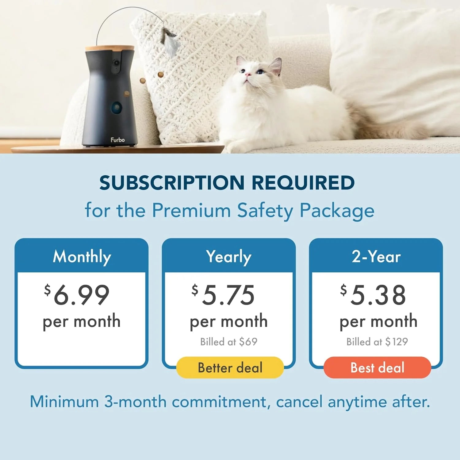 360° Cat Camera: See Your Cat from Anywhere | Rotating 360° Cat Tracking, Treat Toss, Color HD Night Vision, 2-Way Audio, Real-Time Notifications, Designed for Cats | Pet Camera w/Phone App