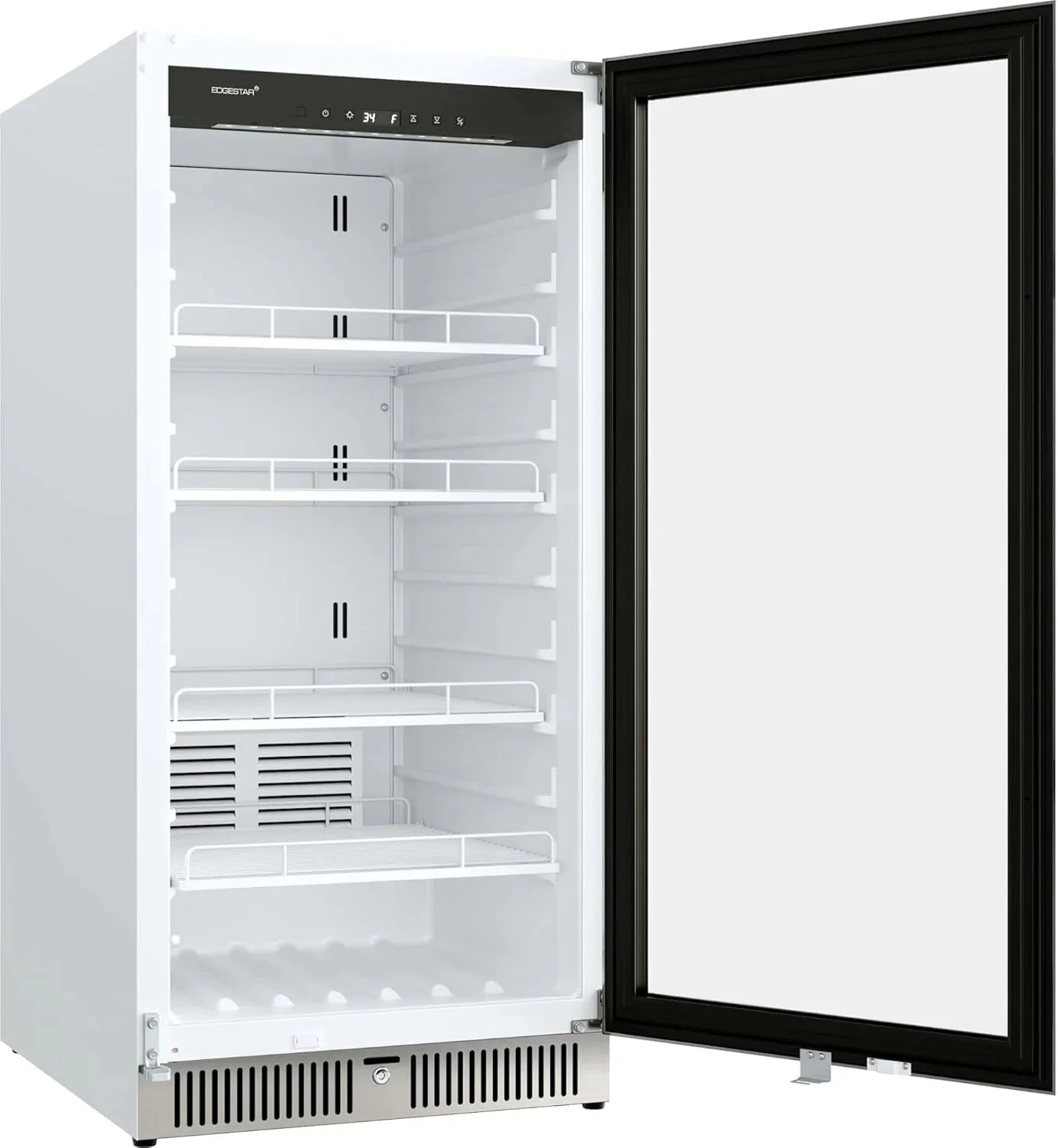 EdgeStar VBM101 22 Wide 10.1 Cu. Ft. Commercial Beverage Merchandiser – Stainless Steel, Temp Alarm, Reversible Door