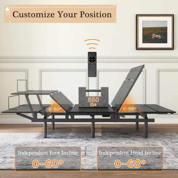 Adjustable Bed Frame -Wireless Remote -Memory Function -Adjustable Bed Base -Head and Foot Lift Incline -Zero Gravity -Quiet Motorfor Lying Down, Reading, Watching TV,Fatigue,BackacheFULL