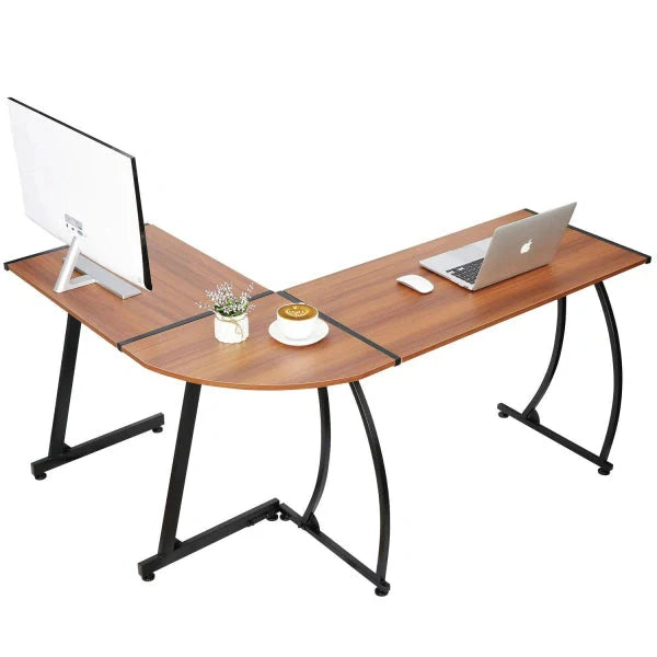LShaped Computer Desk 58a Reversible MDF Corner Gaming Desk, Walnut