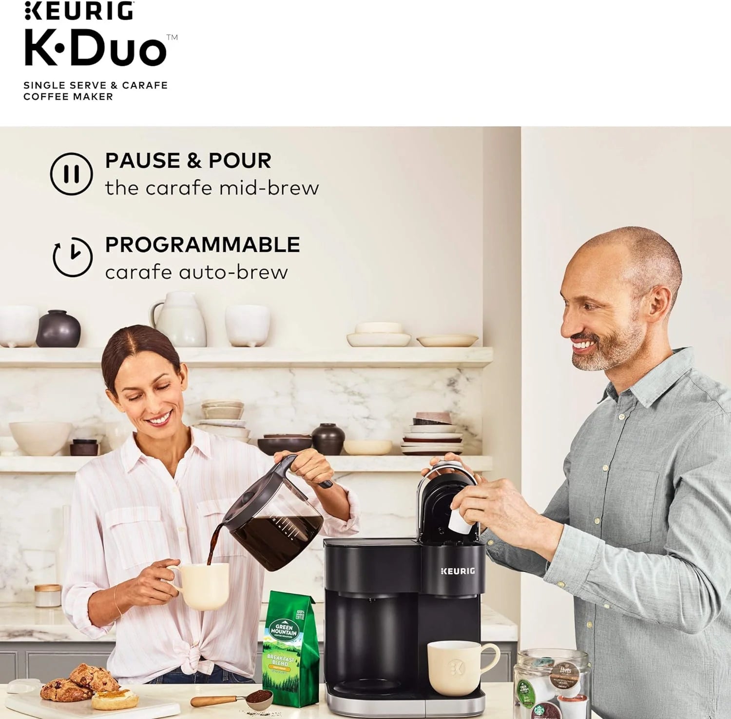 Duo Single Serve K-Cup Pod & Carafe Coffee Maker, Black
