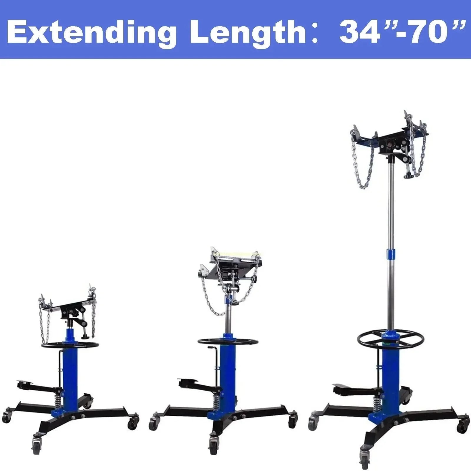1660 Pounds Hydraulic Car Transmission Jack Vertical Lift with 360° Swivel Wheel Pedal ,Blue,33-70(0.75Ton)