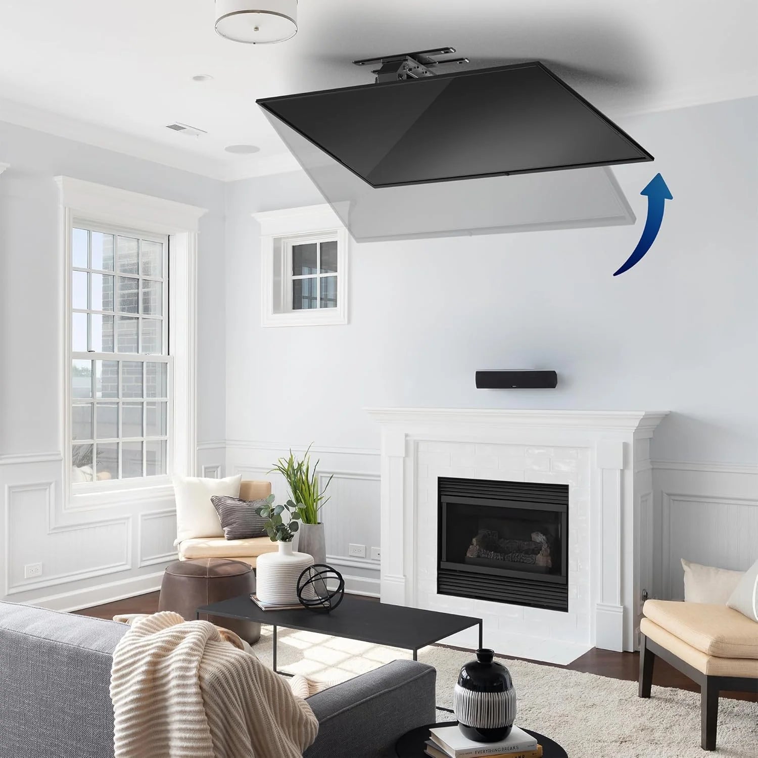 VIVO Electric Ceiling TV Mount, 37–70, Motorized, App Control, Black
