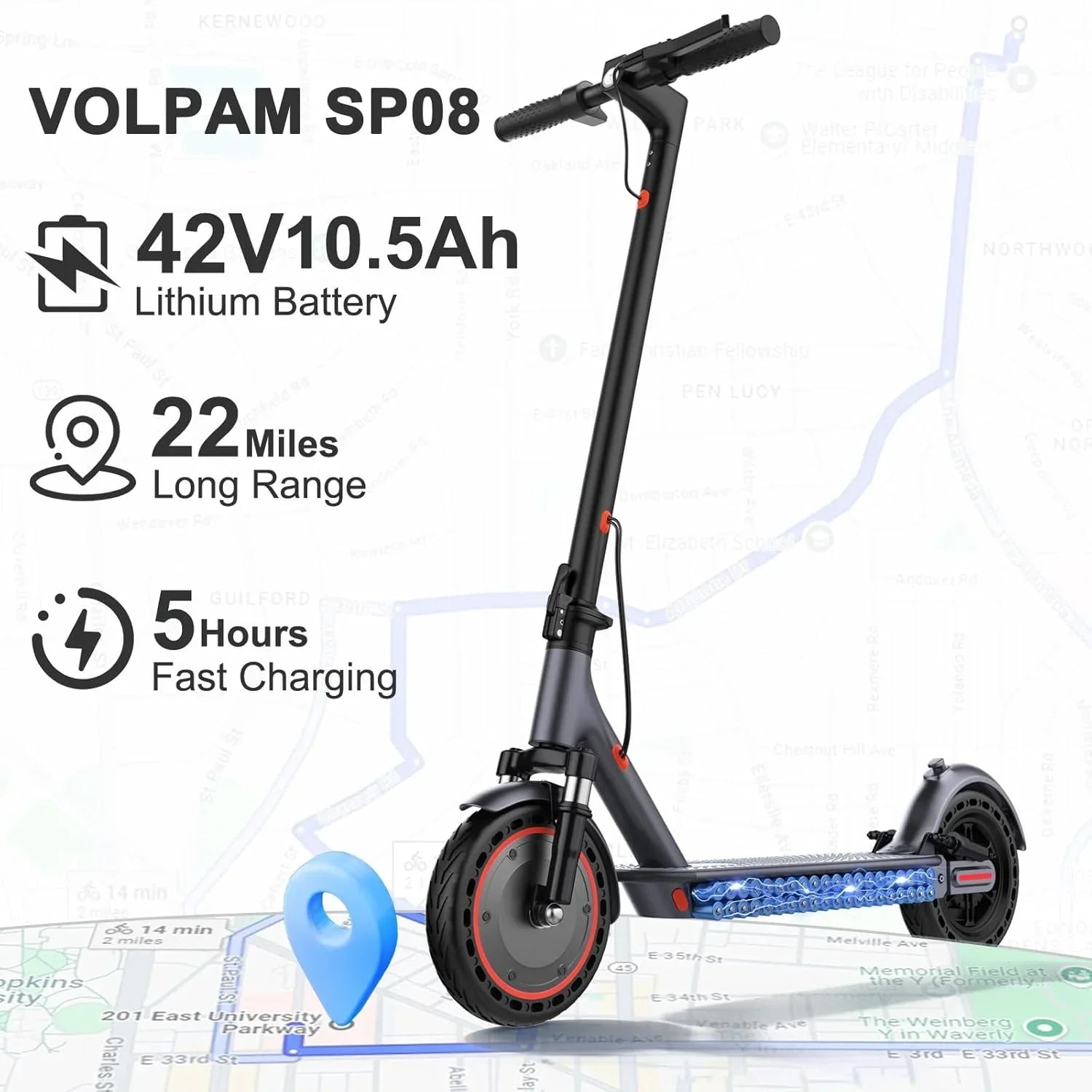 Electric Scooter, 350W/500W Powerful Motor, 8.5/10 Solid Tires, 19/22Mph, 28/21/12 Miles Range,Dual Braking