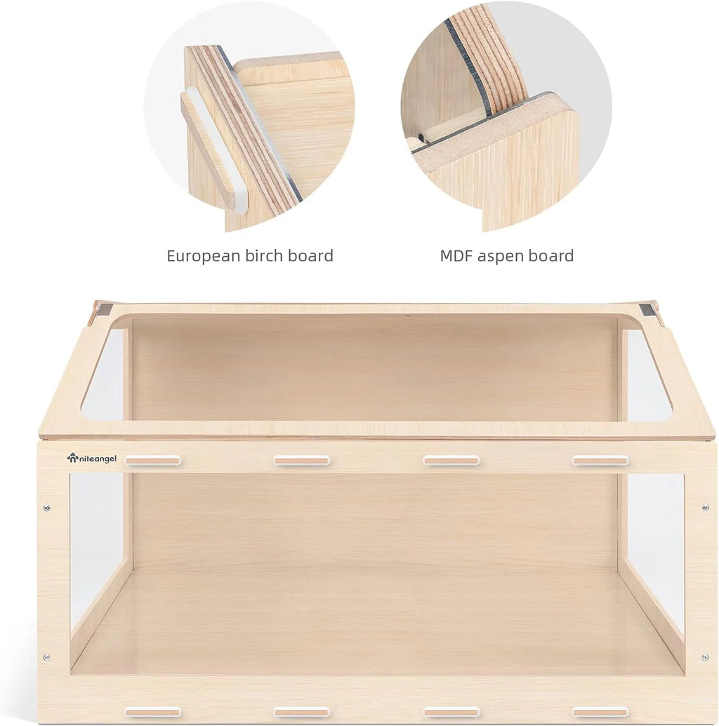 Hamster Cage W/Oblique Opening Cage Door - MDF Aspen Small Animal Cage for Syrian Hamsters Degus or Other Similar-Sized Pets (Medium - 40.7 x 22.7 x 22.9 inches, Burlywood)