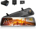 12 4K Mirror Dash Cam Backup Camera, 2160P Full HD Smart Rearview Mirror for Cars & Trucks, Front and Rear View Dual Cameras, Night Vision, Parking Assistance, Free 32GB Card & GPS