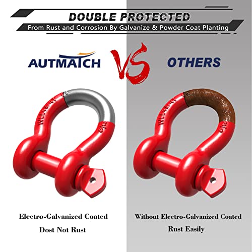 AUTMATCH D Ring Shackle 3/4 Shackles (2 Pack) 41,887Ibs Break Strength with 7/8 Screw Pin