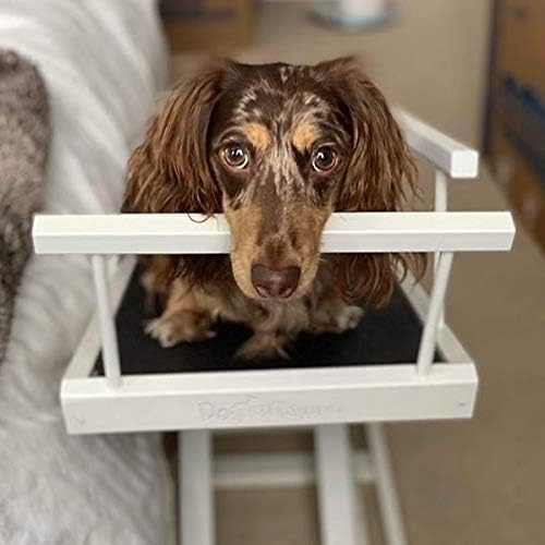 Dog Ramp for Beds - Adjustable up to 37 High Beds with Low Incline, Safety Rails & Anti-Slip Grip, for Small Dogs up to 50lbs - Solid Hardwood, Made in North America
