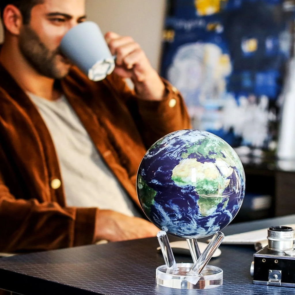 MOVA 4.5 Self-Rotating Globe Earth with Clouds, Light Powered