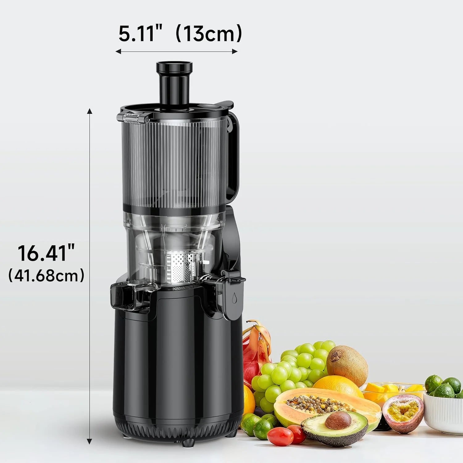 Cold Press Juicer, Slow Masticating Machines with 5.3 Extra Large Feed Chute Fit Whole Fruits & Vegetables Easy Clean Self Feeding Effortless for Batch Juicing, High Juice Yield, BPA Free 250W