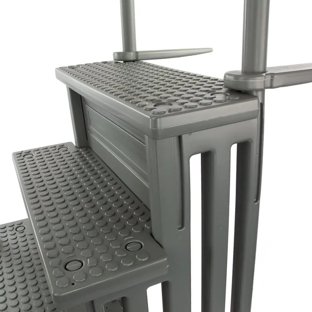 Select Anti-Slip in-Pool Steps | Gray | for Above Ground Swimming Pools | Can Mount to Decks 48 to 54 H | Safety Stairs Capacity Up to 300 lbs