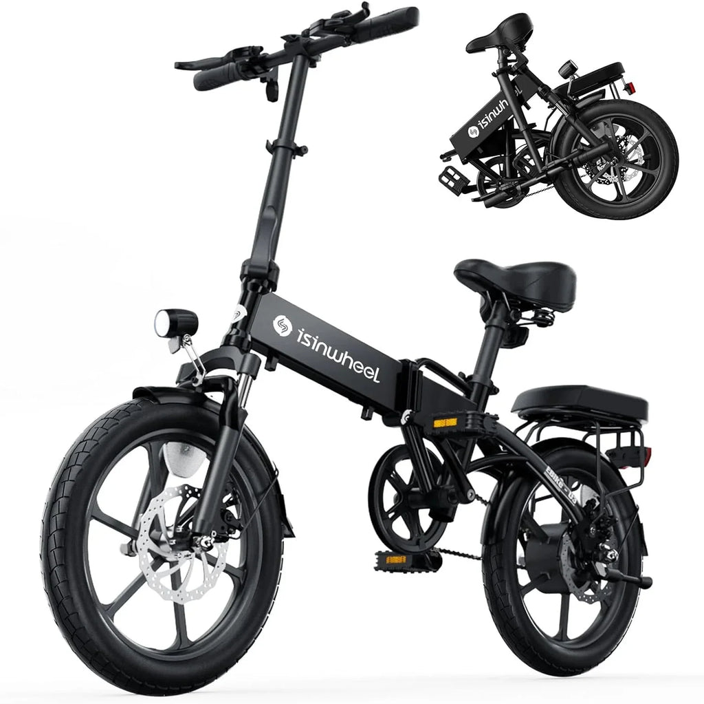 Electric Bike for Adults 500W Motor, 20 mph Folding Ebike, 14/16/20 Adults Electric Bicycles with Smart Uphill, 280.8Wh Battery, 25 Miles PAS Range, Mini E Bikes for Adults and Teens-isinwheel
