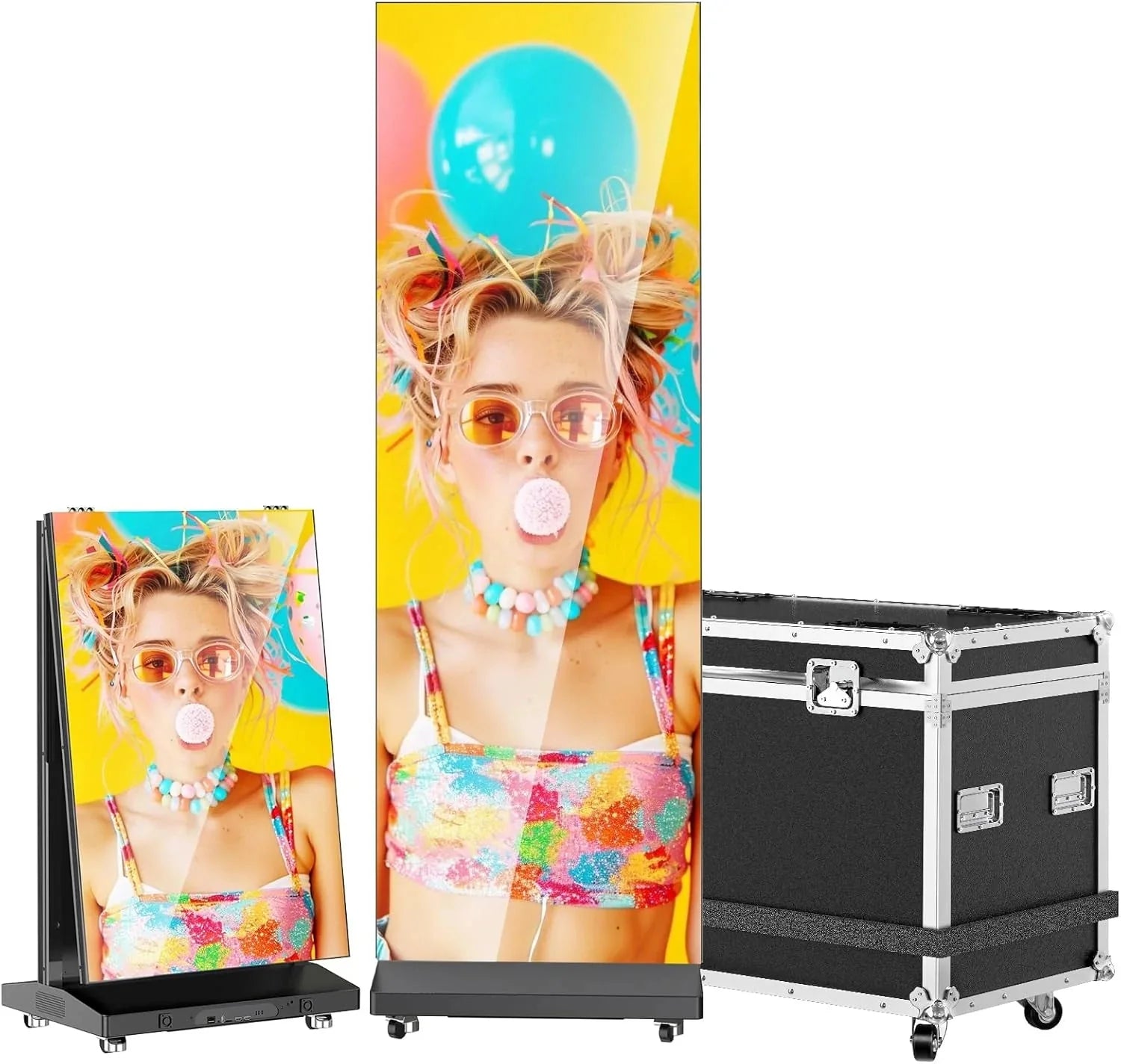 80 P1.86 Flexible Spliceable LED Poster Display – USB Plug-and-Play, Mobile & PC Remote Control, Digital Signage Advertising Screen (Silver, 1-Pack)
