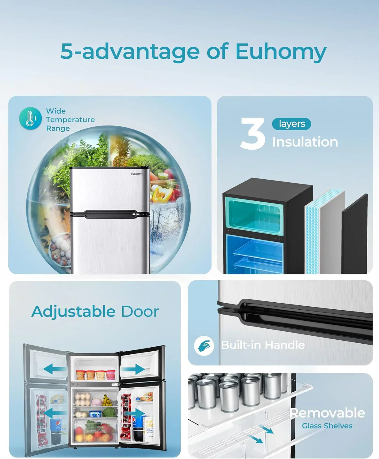3.2 Cu.Ft Mini Fridge with Freezer ?? 2-Door Compact Refrigerator for Bedroom, Dorm, Office or Apartment, Silver3.2 Cu.Ft Mini Fridge with Freezer ?? 2-Door Compact Refrigerator for Bedroom, Dorm, Office or Apartment, Silver