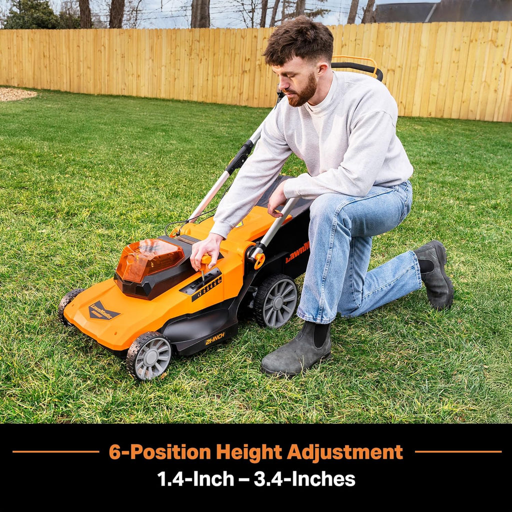 LawnMaster Cordless 13-Inch Lawn Mower 24V Max with 2X4.0Ah Battery and a Charger